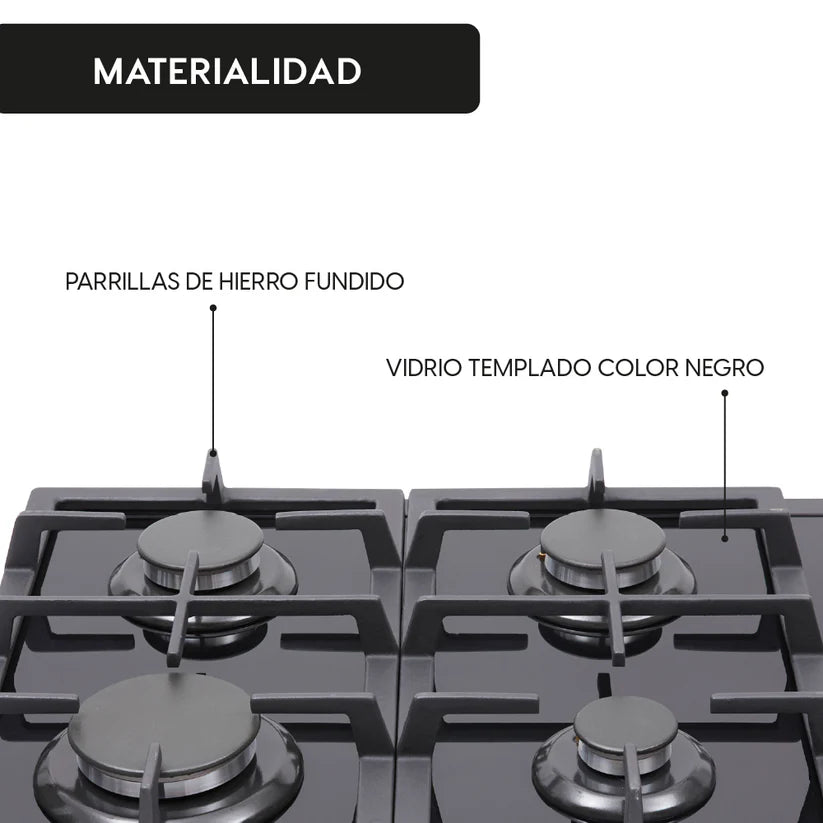 Encimera a Gas Crystal 4 Quemadores FDV