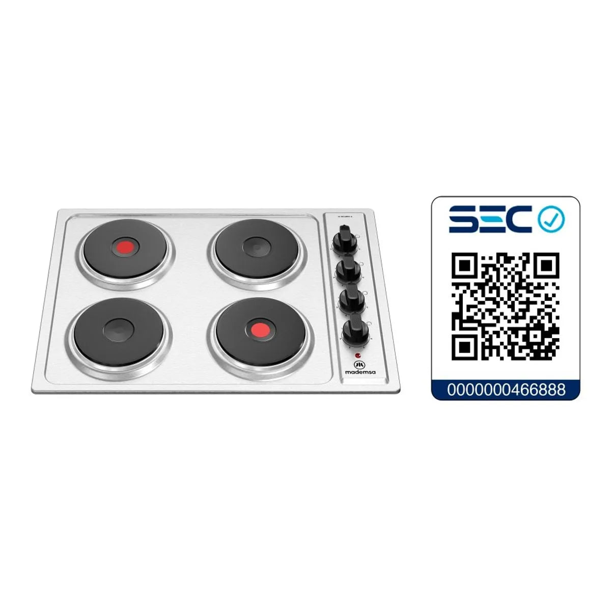 Encimera Eléctrica 4 Platos Mademsa Luz Indicadora de Funcionamiento M EE48ED A Inox