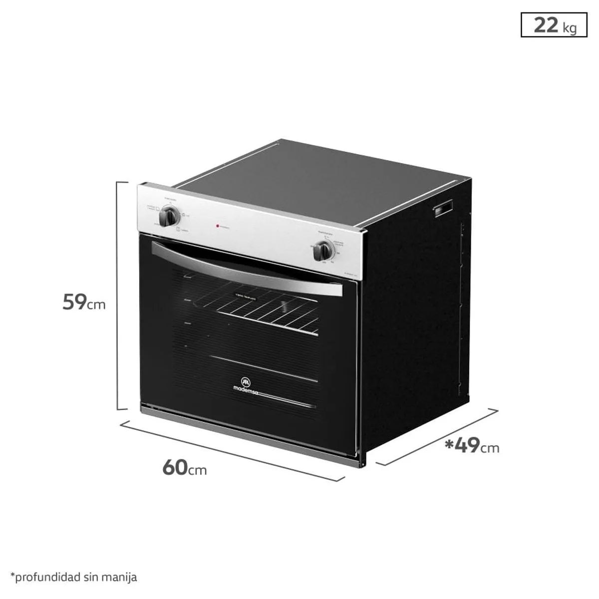 Horno Empotrable Eléctrico Mademsa 66L Timer y Cavidad Esmaltada M Spazio 110A Negro