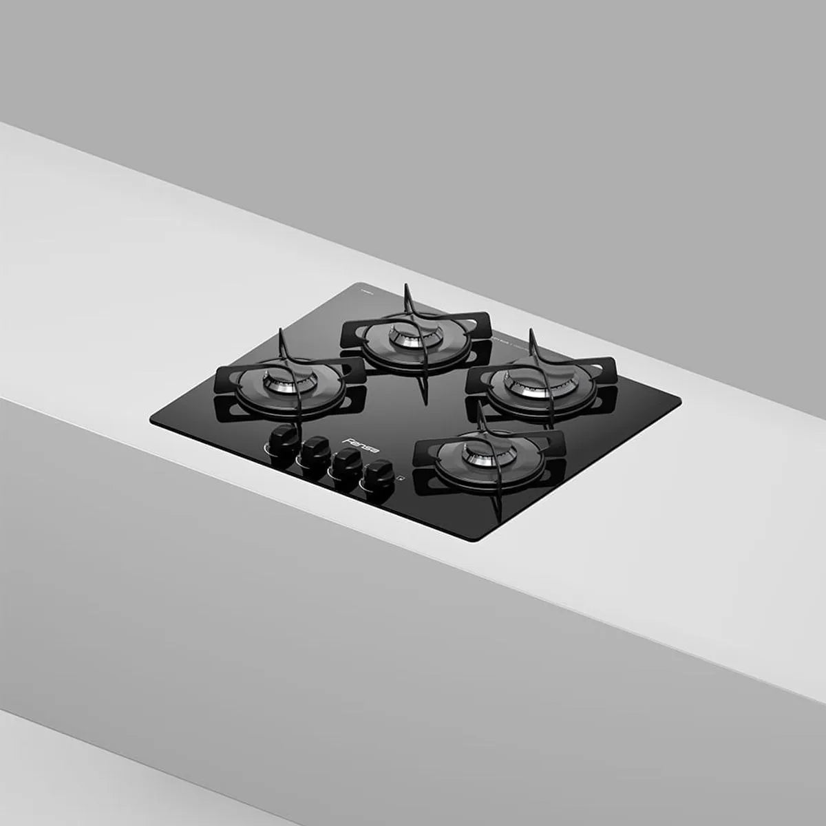 Encimera a Gas 4 Platos Fensa Vidro Templado y Encendido Eléctrico F GC60V A Negra