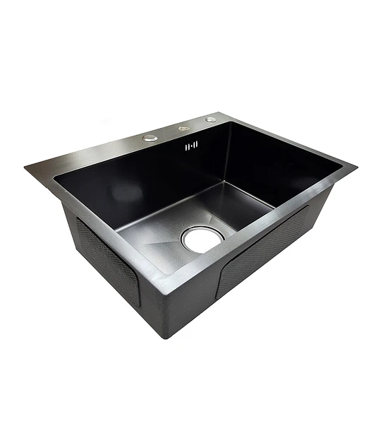 Lavaplatos Deluxe 60x45 Negro y plateado