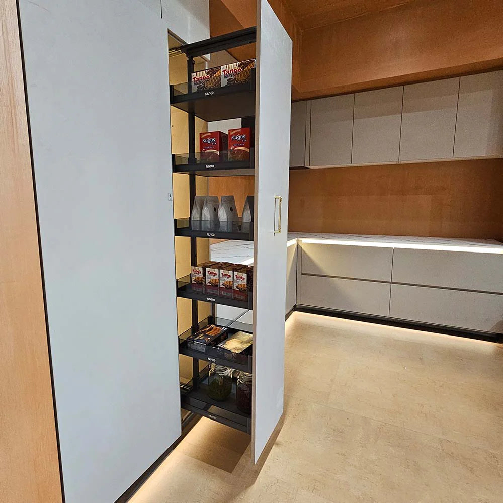 Columna extraíble 6 canastos aluminio y vidrio