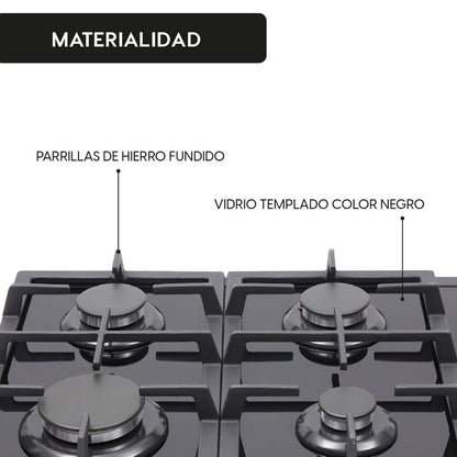 Encimera a Gas Crystal 4 Quemadores FDV