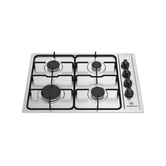 Encimera a Gas 4 Platos Mademsa Encendido Eléctrico y Parrilla Esmaltada MCE 435E T Inox