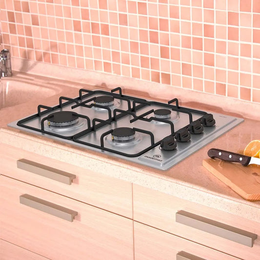 Encimera a Gas 4 Platos Mademsa Encendido Eléctrico y Parrilla Esmaltada MCE 435E T Inox
