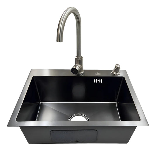 Lavaplatos Deluxe 60x45 Negro y plateado
