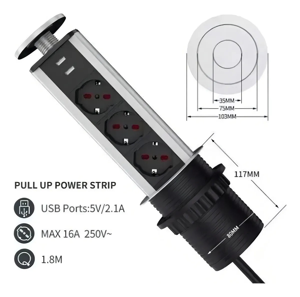 Enchufe empotrado oculto para cubiertas